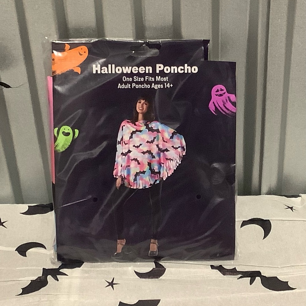 Halloween women’s Multicolor Bat Poncho Costume